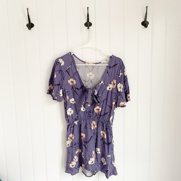 Band of Gypsies Pants - Band of Gypsies Purple Floral Romper